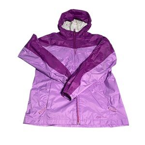 Eddie Bauer Girls XL 14 Jacket Rain Coat Hooded Outer Shell Waterproof Purple